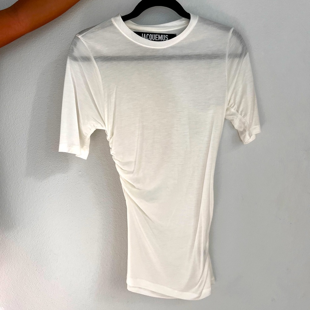 Jacquemus shirred white tee